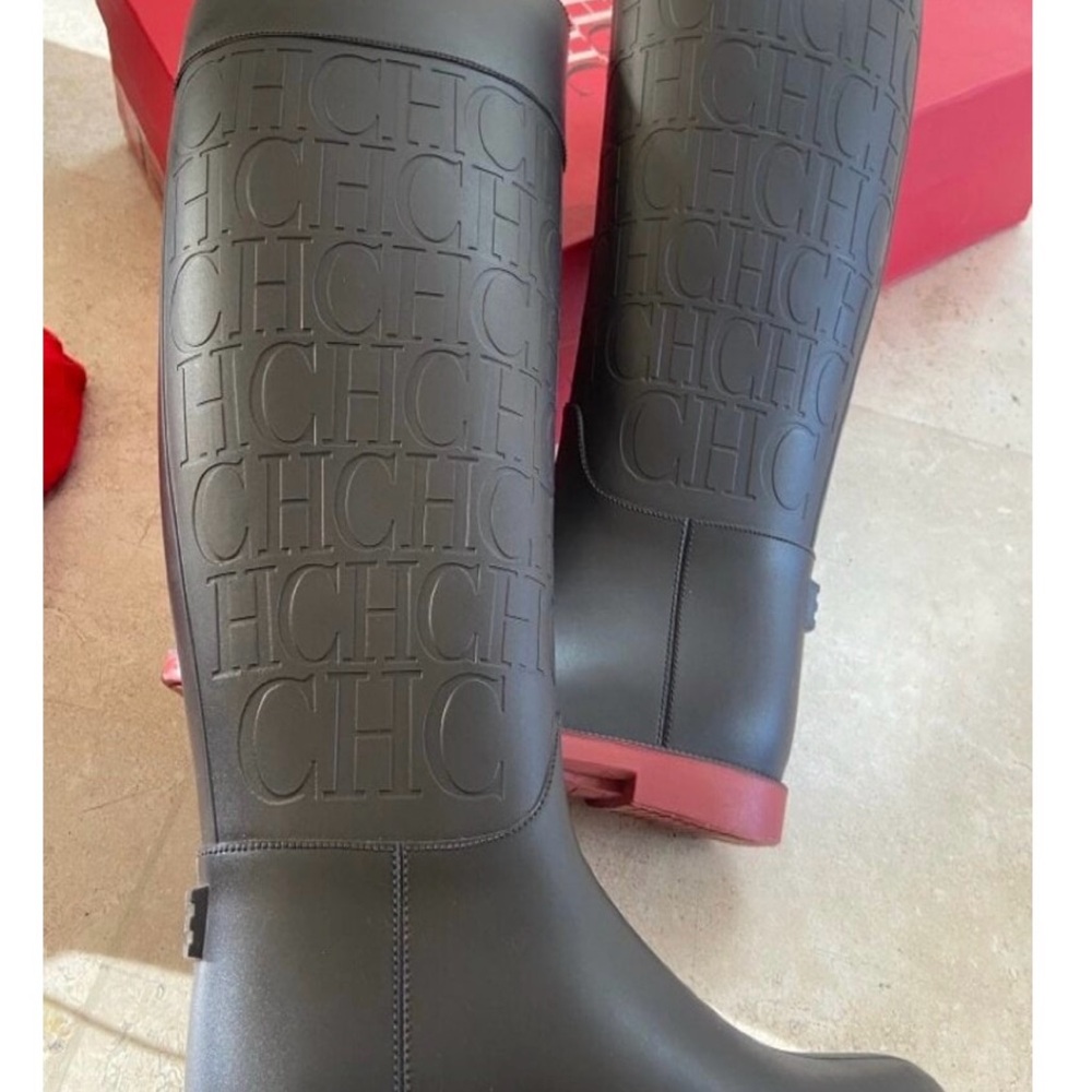 CH Carolina Herrera Embossed Rain Boots